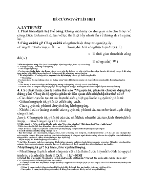 Đề cương vật lí 8 học kì II